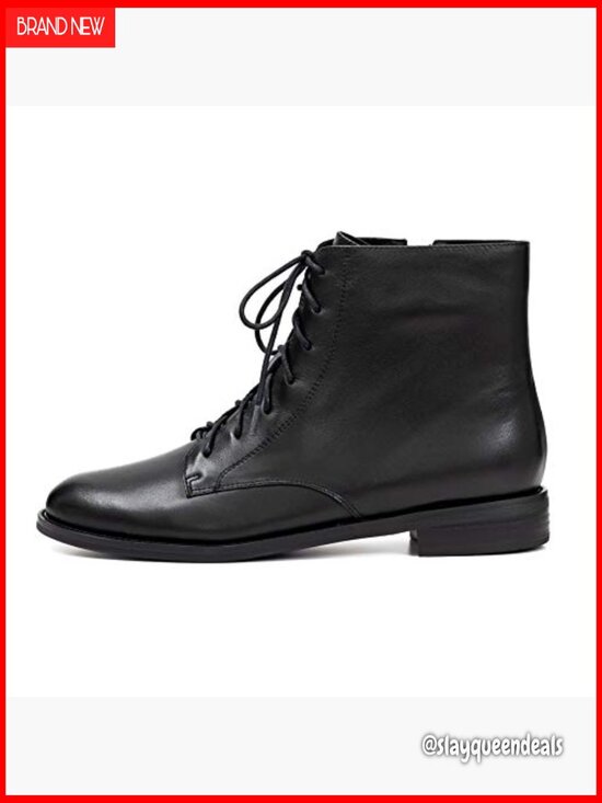 Oxfords For Women Lace Up Flat Sole Ankle Boots Handmade  Leather Lace-up Ankle Boots with 1 Inch Heel, Non-Slip Sole